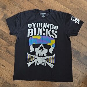 New Japan Pro-Wrestling Bullet Club Young Bucks T-Shirt Size XL